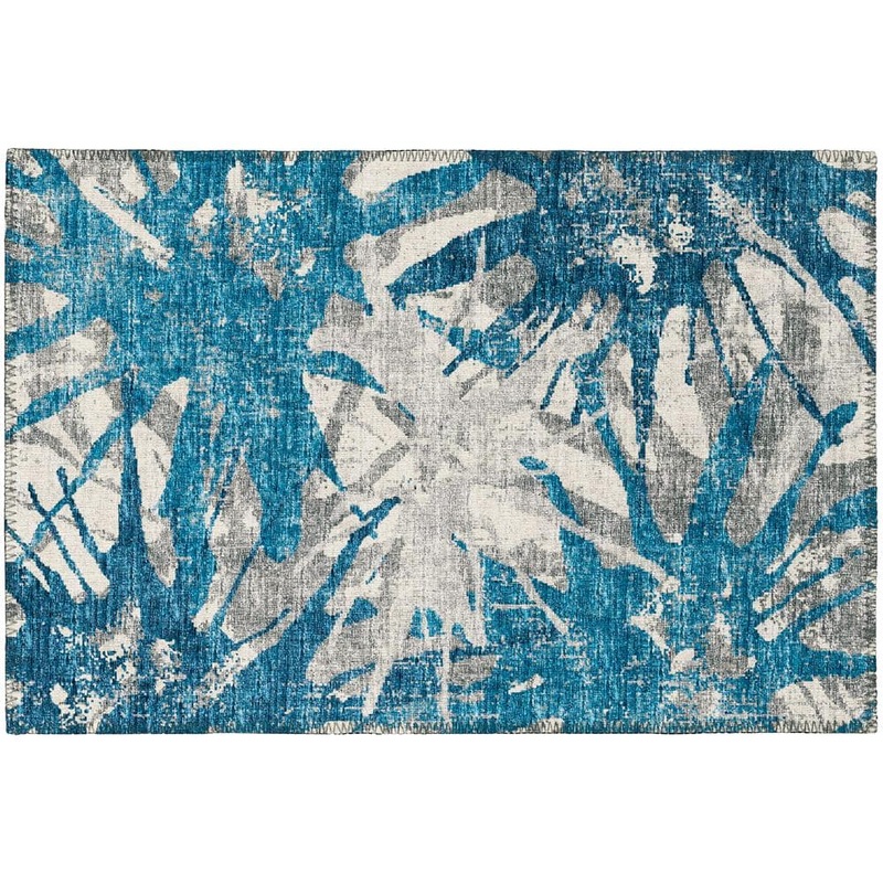 Addison Rugs Bravado Blue 1 ft. 8 in. x 2 ft. 6 in. Geometric Indoor/Outdoor Washable Area Rug ABV36BL20X30