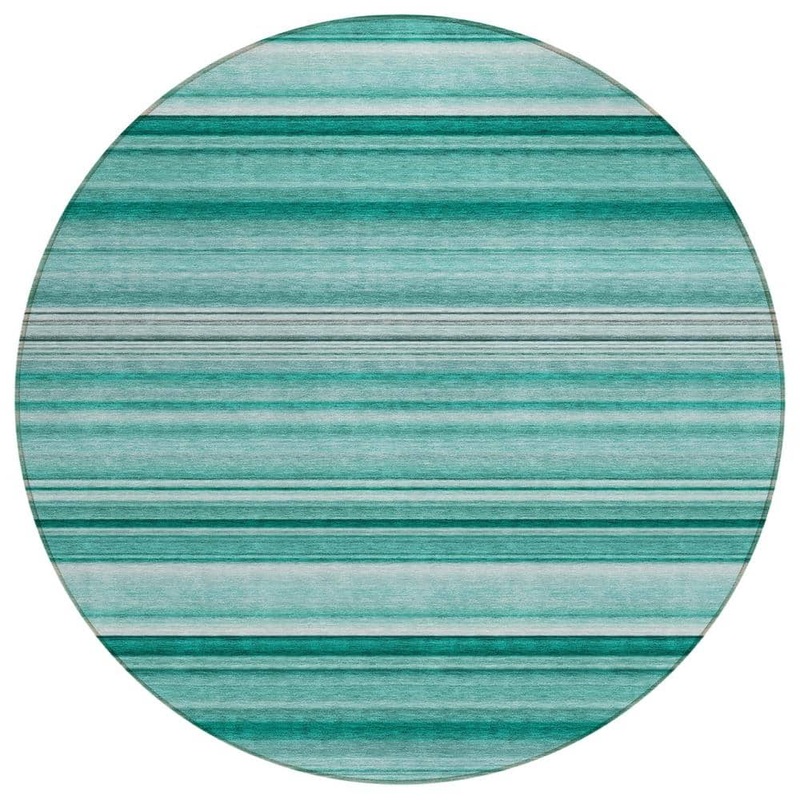 Addison Rugs Chantille ACN529 Aqua 8 ft. x 8 ft. Round Machine Washable Indoor/Outdoor Geometric Area Rug ACN529AQ8RO