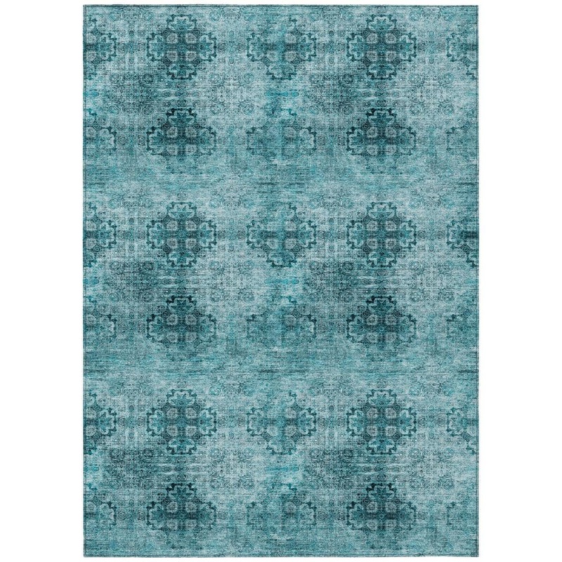 Addison Rugs Chantille ACN557 Teal 8 ft. x 10 ft. Machine Washable Indoor/Outdoor Geometric Area Rug ACN557TE8X10