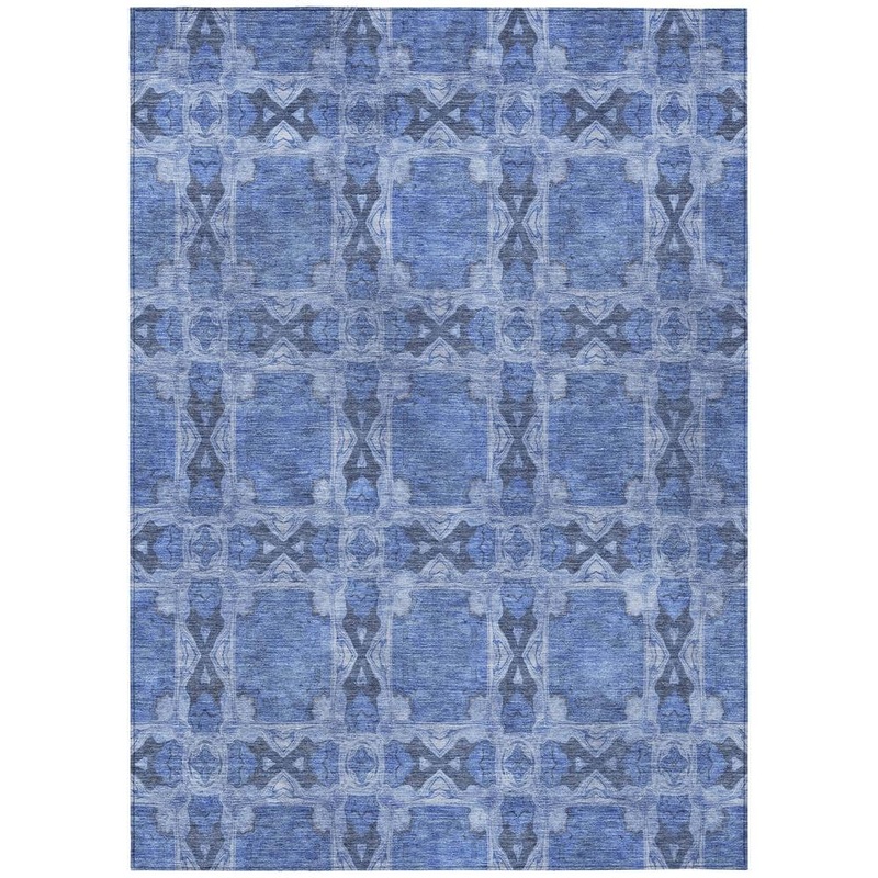 Addison Rugs Chantille ACN564 Denim 8 ft. x 10 ft. Machine Washable Indoor/Outdoor Geometric Area Rug ACN564DN8X10