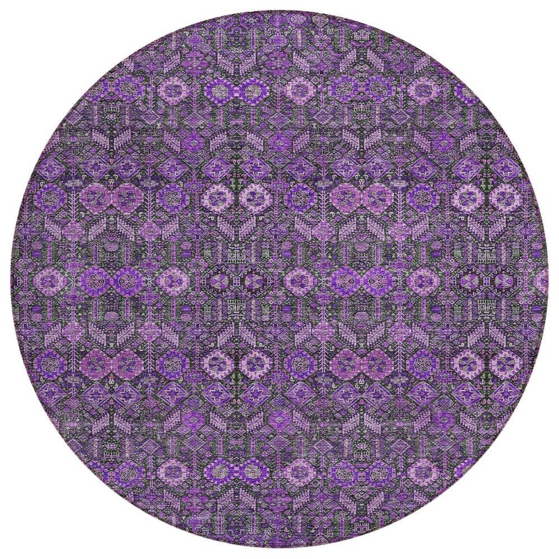 Addison Rugs Chantille ACN574 Purple 8 ft. x 8 ft. Round Machine Washable Indoor/Outdoor Geometric Area Rug ACN574PP8RO