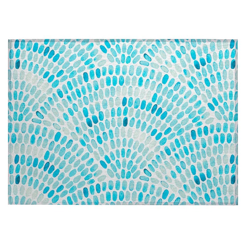 Addison Rugs Surfside 1 ft. 8 in. x 2 ft. 6 in. Blue Geometric Indoor/Outdoor Area Rug ASR37AQ20X30