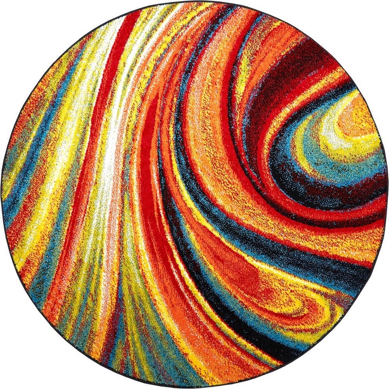 Splash Red/Blue 6 ft. Abstract Round Area Rug 6R-211-999
