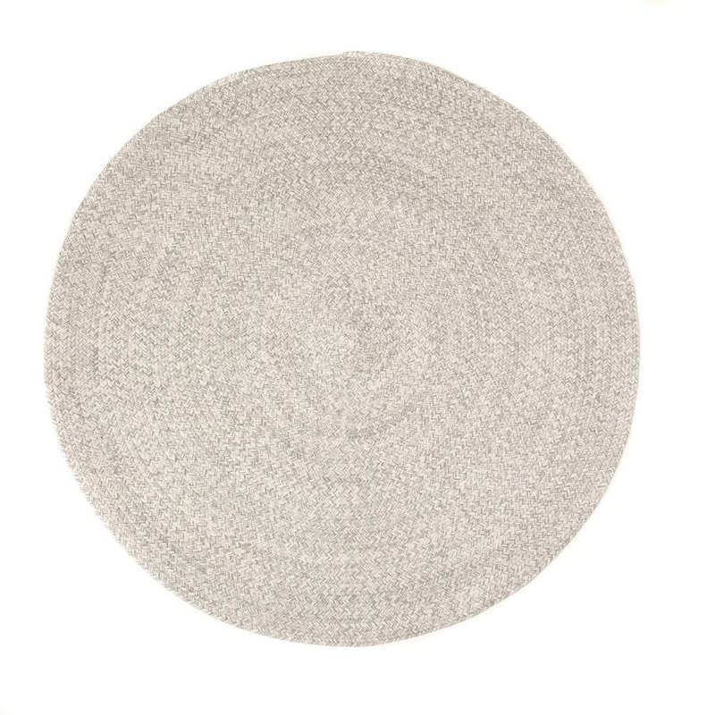 Super Area Rugs Braided Farmhouse Light Gray 4 ft. x 4 ft. Round Cotton Area Rug SAR-RST01A-LIGHT-GRAY-4R