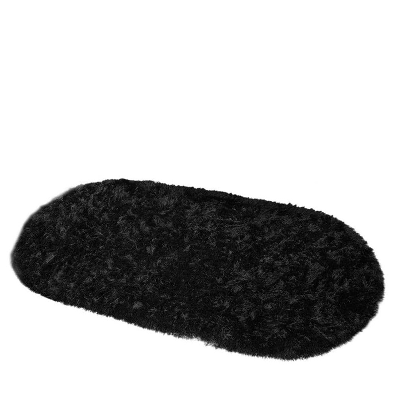 Unbranded Black 2.6 ft. x 5.3 ft. Oval Fluffy Ultra Soft Carpet Area Rug HP0DFC20