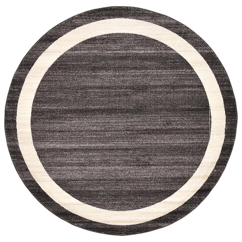 Unbranded Black Polypropylene 6 ft. x 6 ft. Solid Color Indoor Round Area Rug A46A1-rug-1238