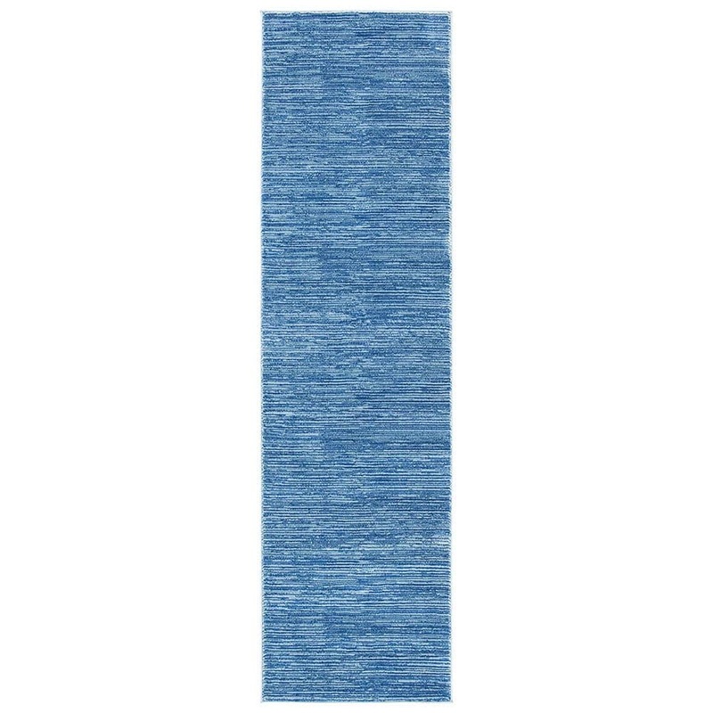 Unbranded Blue Polypropylene 2 ft. 2 in. x 8 ft. Solid Color Indoor Runner Rug A46A1-rug-1095