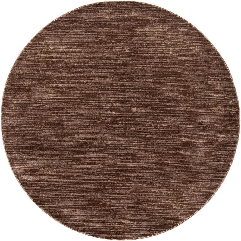 Unbranded Brown Polypropylene 5 ft. x 5 ft. Solid Color Indoor Round Area Rug A46A1-rug-1207