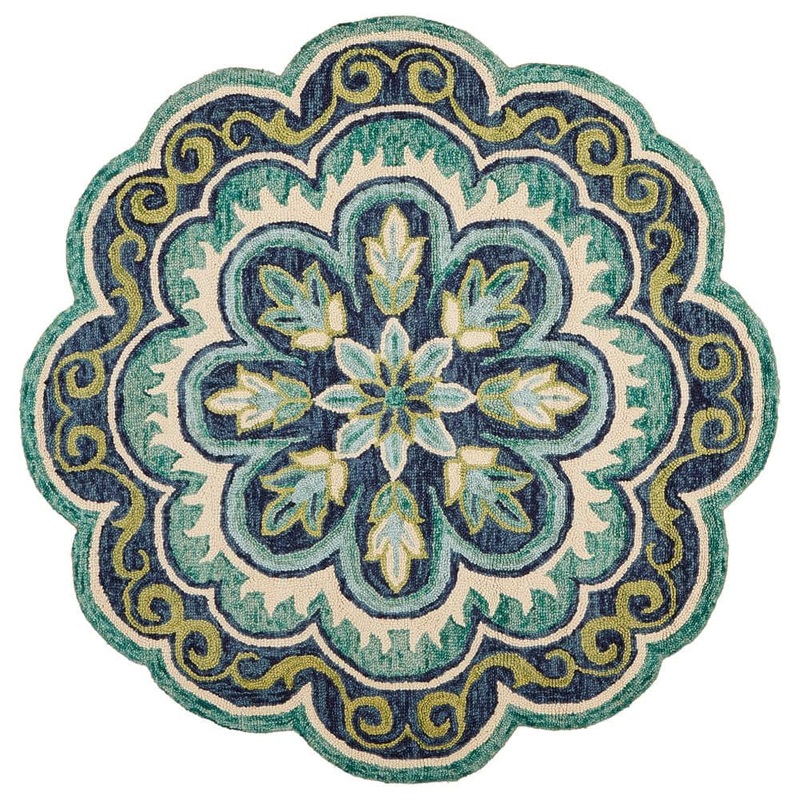 Unbranded Daliah Floral Green Round 6 ft. x 6 ft. Geometric Indoor Area Rug 7822A8984D9348