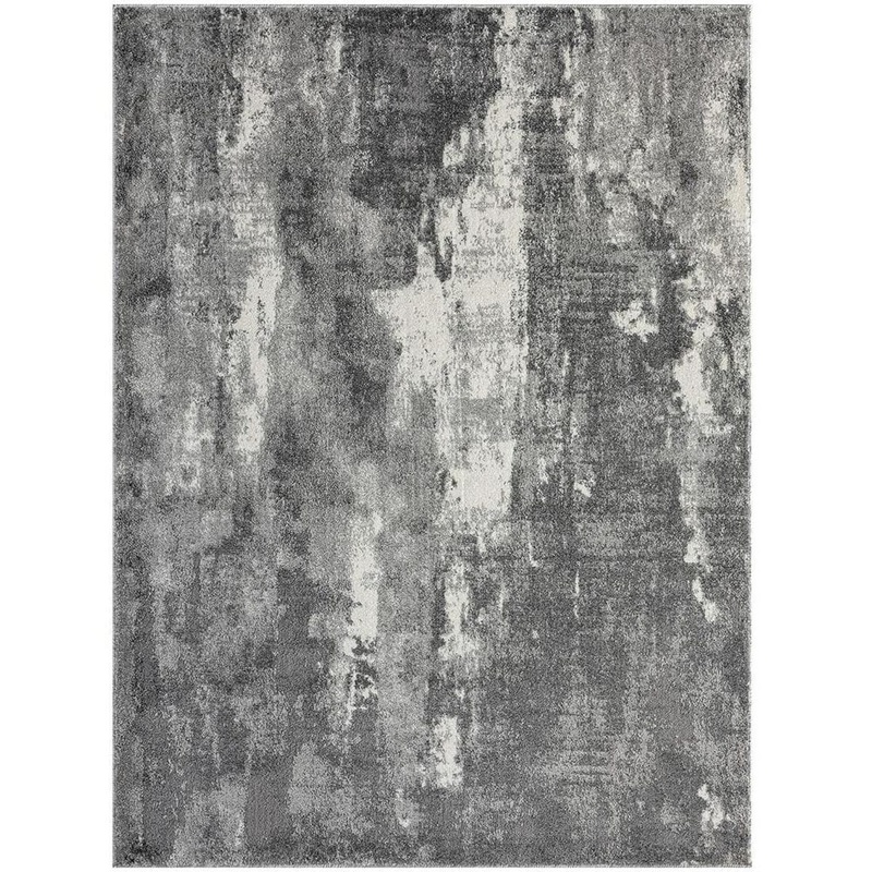 Unbranded Dark Gray Polypropylene 5 ft. x 7 ft. Abstract Indoor/Outdoor Area Rug A46A1-rug-790