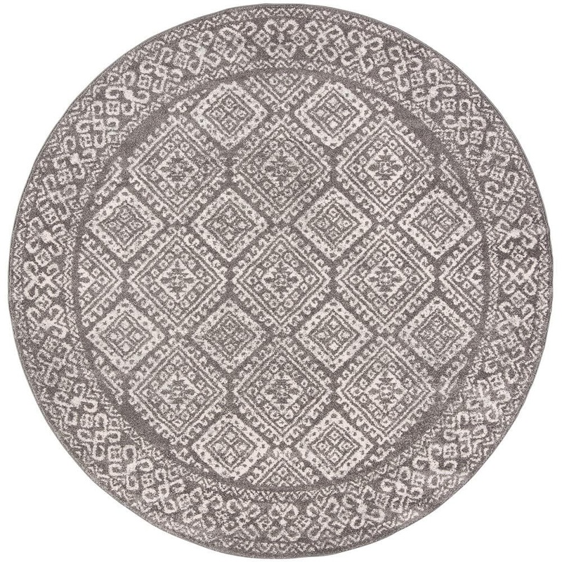 Unbranded Dark Grey Polypropylene 5 ft. x 5 ft. Solid Color Indoor Round Area Rug A46A1-rug-1174