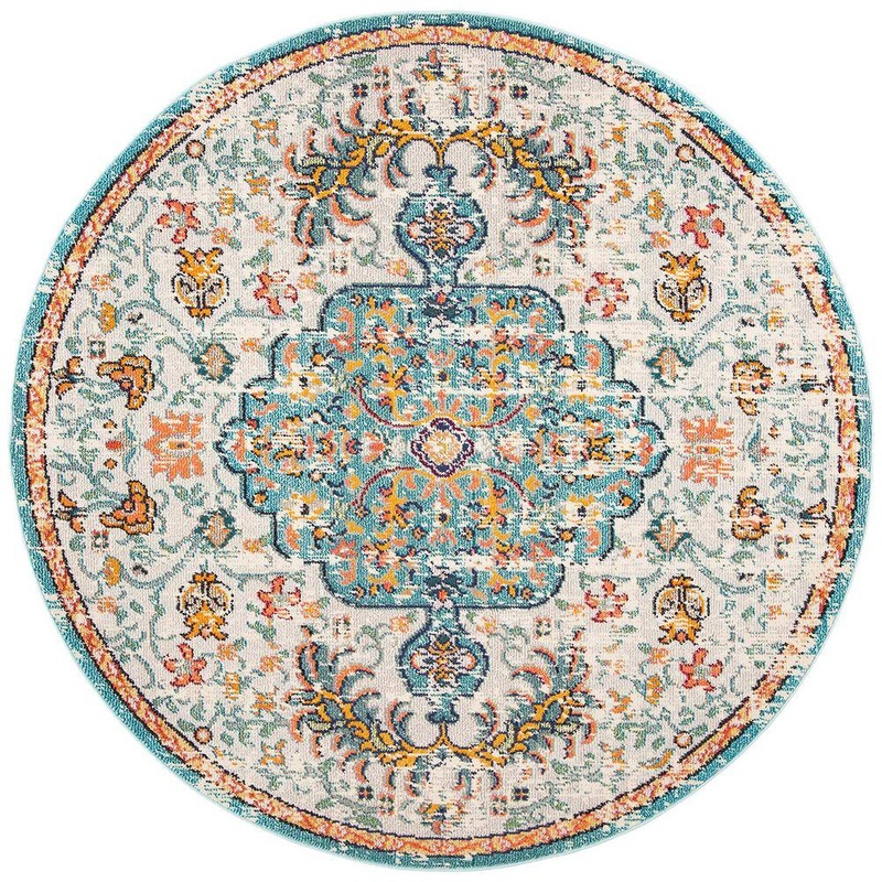 Unbranded Gray Polypropylene 5 ft. x 5 ft. Medallion Indoor Round Area Rug A46A1-rug-1185
