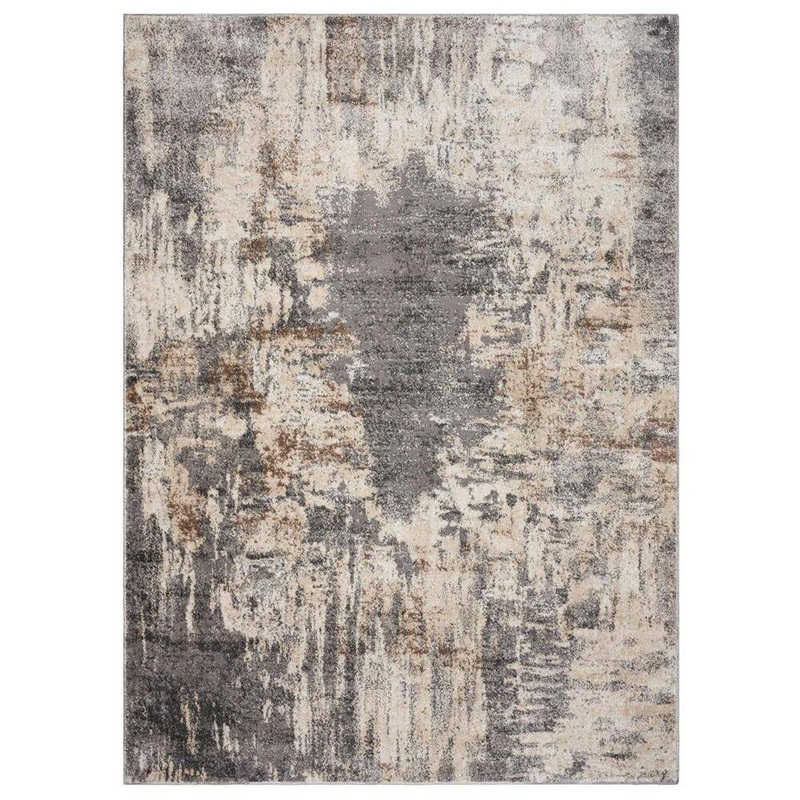 Unbranded Gray Polypropylene 6 ft. 5 in. x 9 ft. 2 in. Abstract Indoor Area Rug A46A1-rug-965
