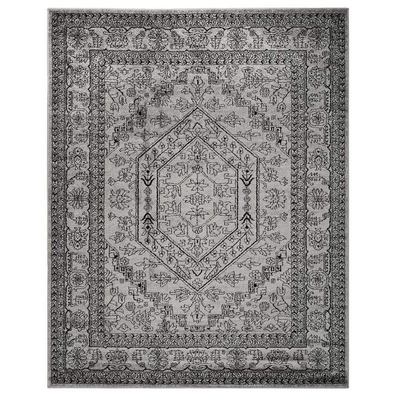 Unbranded Gray Polypropylene 8 ft. x 10 ft. Oriental Indoor Area Rug A46A1-rug-868