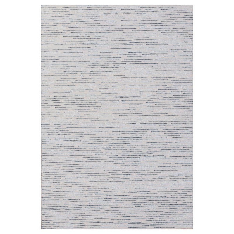 Unbranded Hillah Modern Ivory/Blue 5 ft. x 7 ft. 9 in. Striped Organic Wool Indoor Area Rug 8496A4184D9348