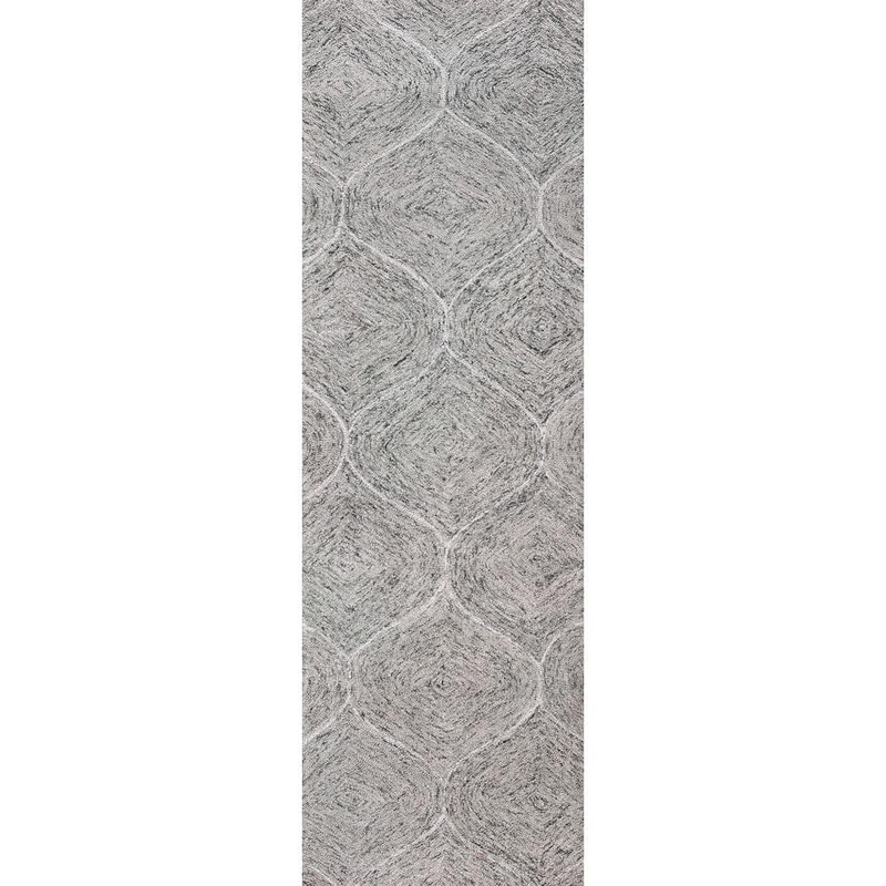 Unbranded London Gray/Ivory 3 ft. x 8 ft. Trellis Wool Runner Rug LONLD100800332608