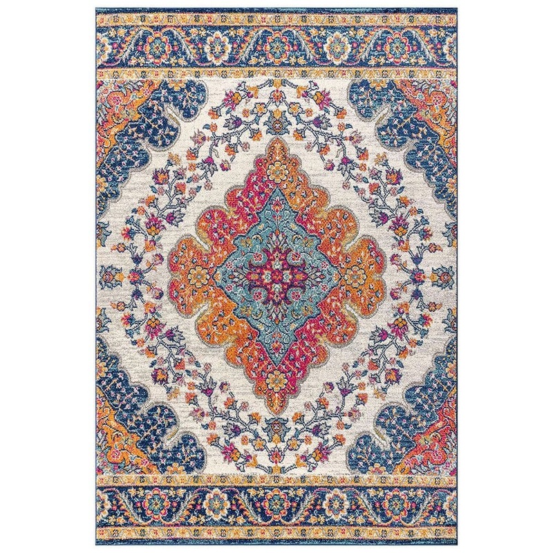 Unbranded Multi-Colored Polypropylene 4 ft. x 6 ft. Floral Indoor Area Rug A46A1-rug-989