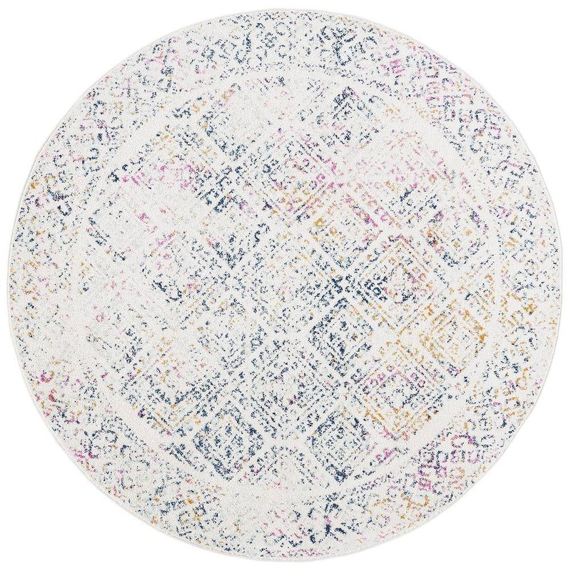 Unbranded Multi-Colored Polypropylene 5 ft. x 5 ft. Solid Color Indoor Round Area Rug A46A1-rug-1175