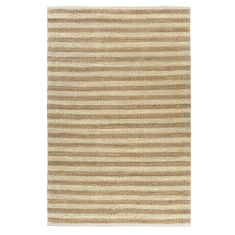 Unbranded Nautical Coastal White/Tan 7 ft. 9 in. x 9 ft. 9 in. Striped Hand-Woven Indoor Area Rug 7336A8590D3048