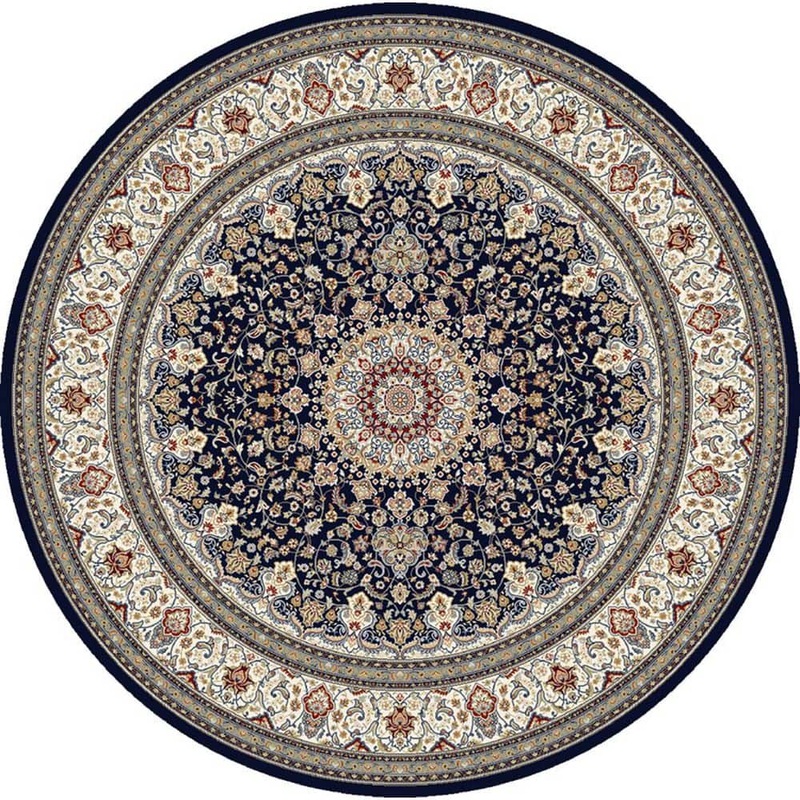 Unbranded Nicholson Blue/Ivory 8 ft. x 8 ft. Round Indoor Area Rug 9172745310