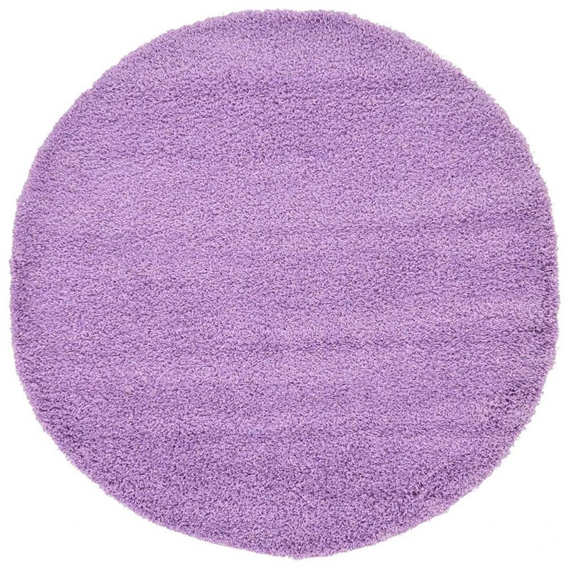 Unbranded Purple Polypropylene 6 ft. x 6 ft. Solid Color Indoor Round Area Rug A46A1-rug-1258