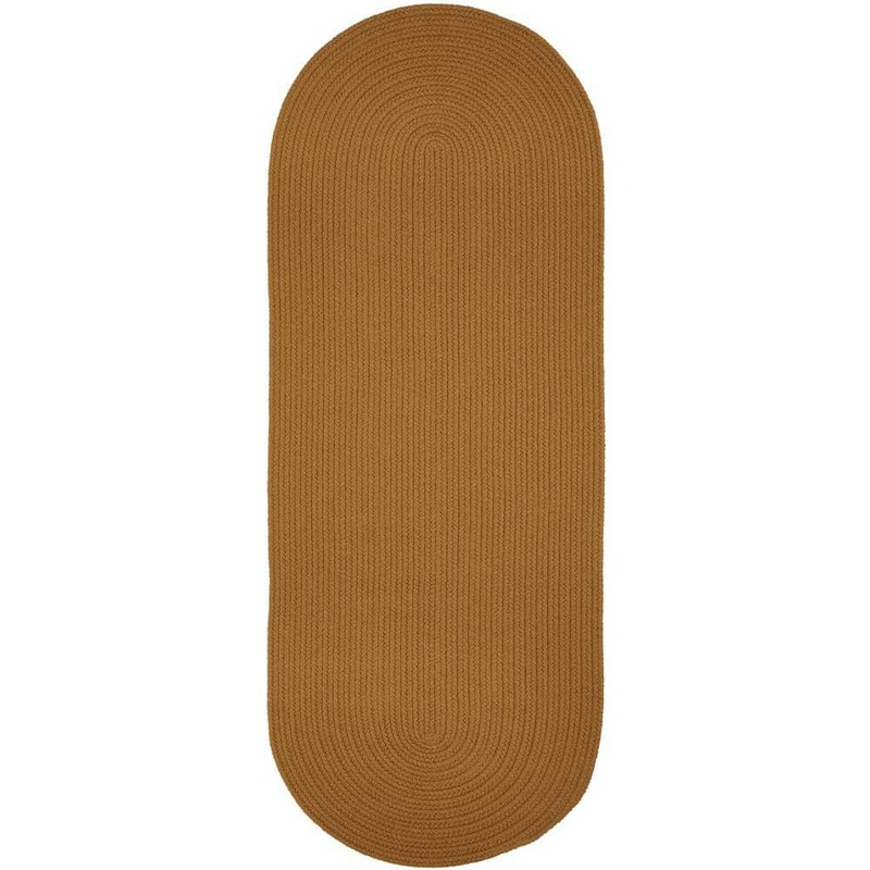 Unbranded Texturized Solid New Gold Poly 2 ft. x 8 ft. Braided Runner Rug TS36R024X096