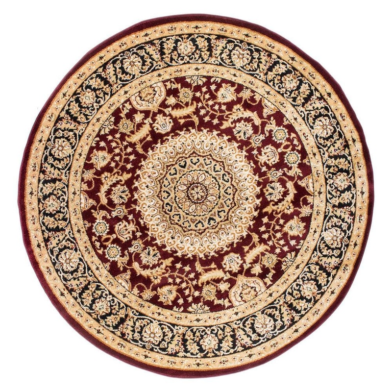 World Rug Gallery Traditional Medallion Design Burgundy 6 ft. 6 in. Round Area Rug 101BURGUNDY6Rnd