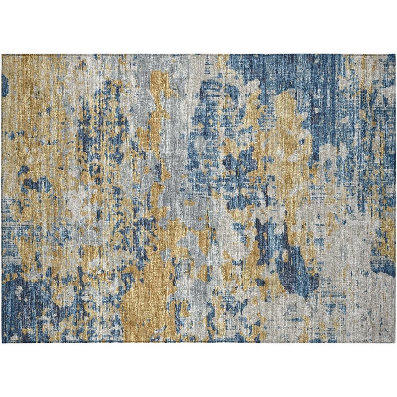 Addison Rugs Accord Blue 1 ft. 8 in. x 2 ft. 6 in. Abstract Indoor/Outdoor Washable Area Rug AAC34BL20X30
