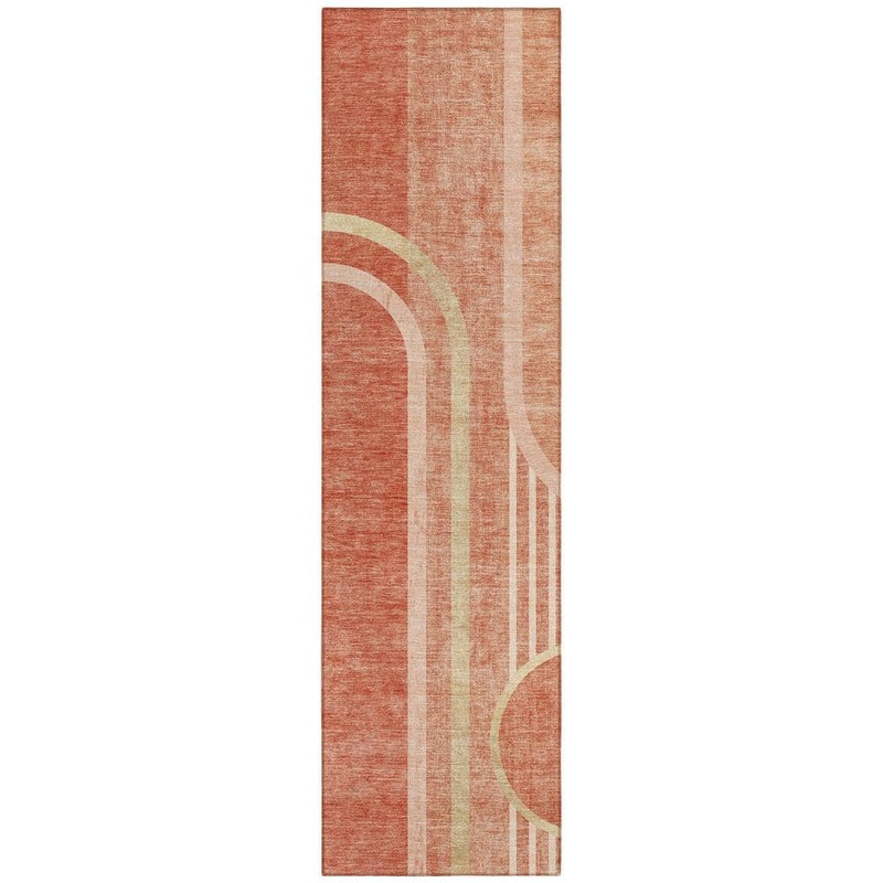 Addison Rugs Chantille ACN532 Salmon 2 ft. 3 in. x 7 ft. 6 in. Machine Washable Indoor/Outdoor Geometric Runner Rug ACN532SM2X8