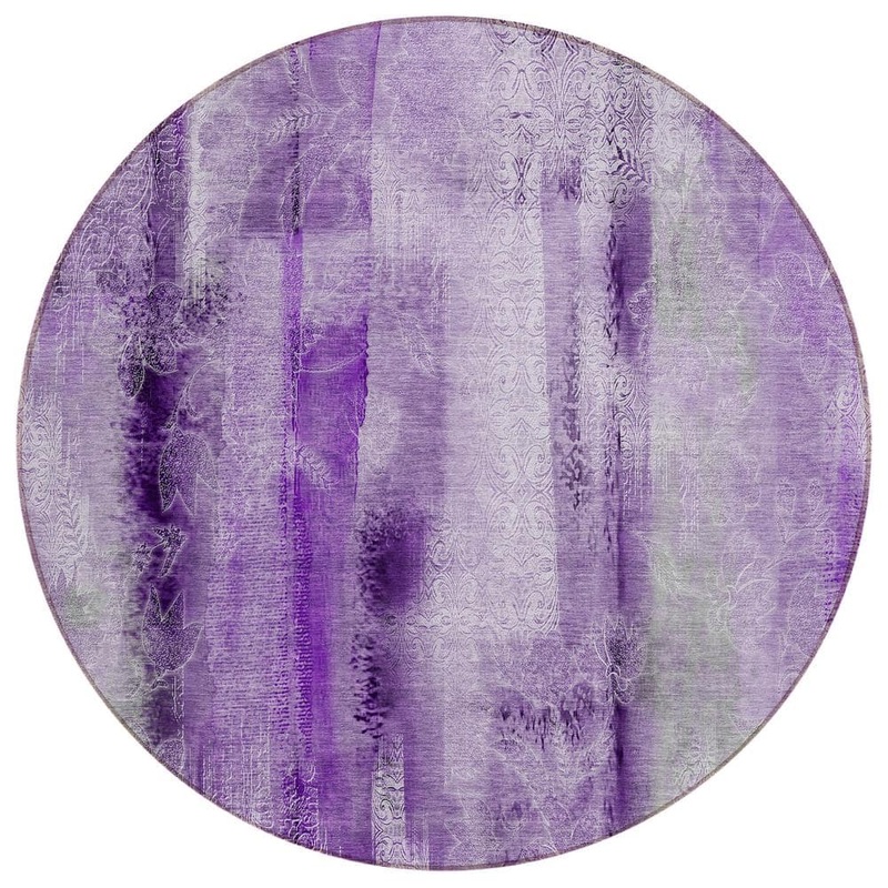 Addison Rugs Chantille ACN537 Purple 8 ft. x 8 ft. Round Machine Washable Indoor/Outdoor Geometric Area Rug ACN537PP8RO