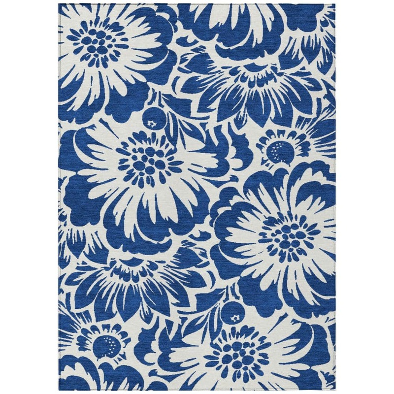 Addison Rugs Chantille ACN551 Navy 2 ft. 6 in. x 3 ft. 10 in. Machine Washable Indoor/Outdoor Geometric Area Rug ACN551NA30X46