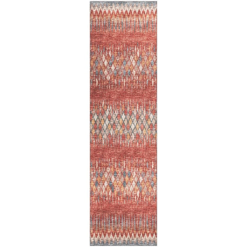 Addison Rugs Rylee Red 2 ft. 3 in. x 7 ft. 6 in. Geometric Indoor/Outdoor Area Rug ARY35SP2X8