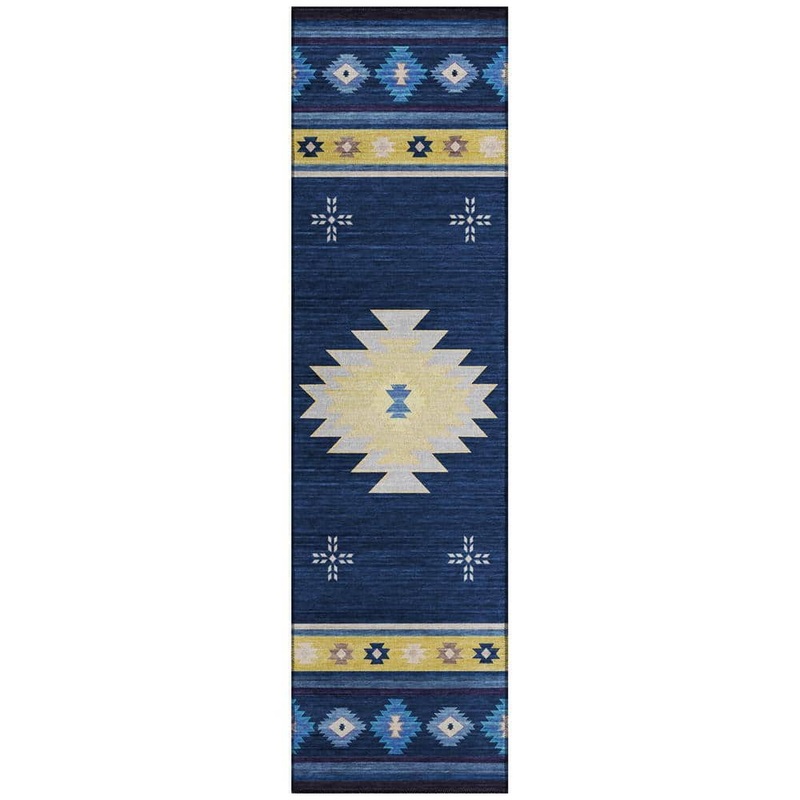 Addison Rugs Sonora Blue 2 ft. 3 in. x 7 ft. 6 in. Geometric Indoor/Outdoor Area Rug ASO34BL2X8