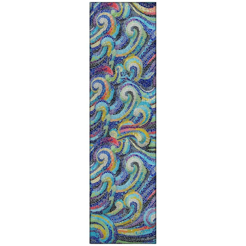 Addison Rugs Surfside Blue 2 ft. 3 in. x 7 ft. 6 in. Geometric Indoor/Outdoor area rug ASR44OC2X8