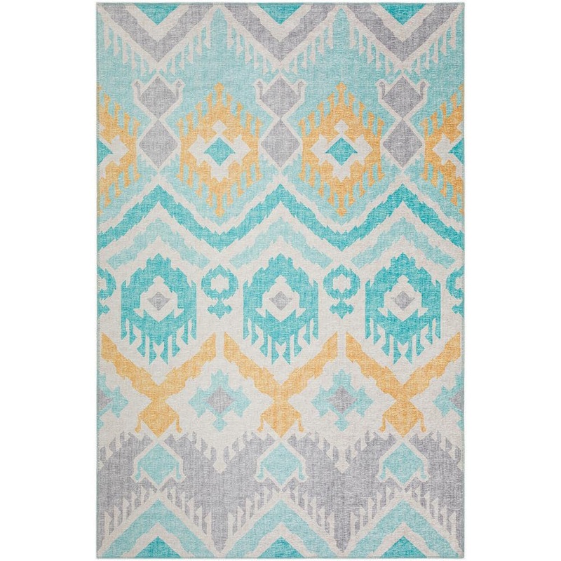 Addison Rugs Yuma Blue 10 ft. x 14 ft. Geometric Indoor/Outdoor Washable Area Rug AYU32AQ10X14