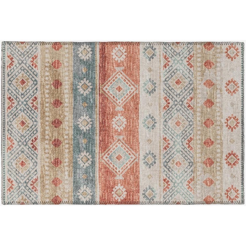 Addison Rugs Yuma Orange 1 ft. 8 in. x 2 ft. 6 in. Geometric Indoor/Outdoor Washable Area Rug AYU42DE20X30