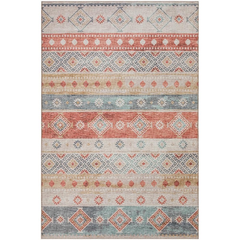 Addison Rugs Yuma Orange 3 ft. x 5 ft. Geometric Indoor/Outdoor Washable Area Rug AYU42DE3X5