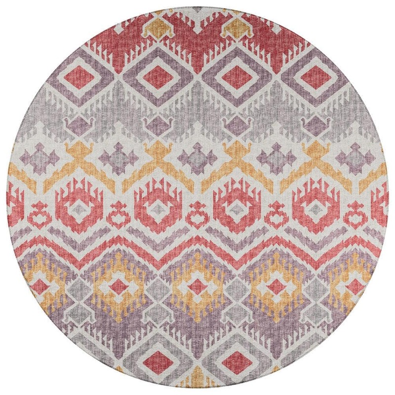 Addison Rugs Yuma Purple 8 ft. x 8 ft. Geometric Indoor/Outdoor Washable Area Rug AYU32PR8RO