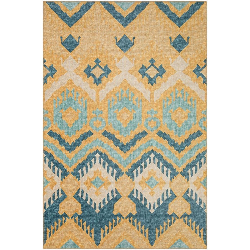 Addison Rugs Yuma Yellow 3 ft. x 5 ft. Geometric Indoor/Outdoor Washable Area Rug AYU32YE3X5