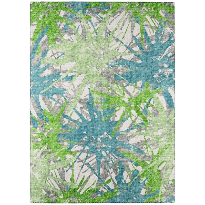 Addison Rugs Bravado Green 8 ft. x 10 ft. Geometric Indoor/Outdoor Washable Area Rug ABV36GR8X10