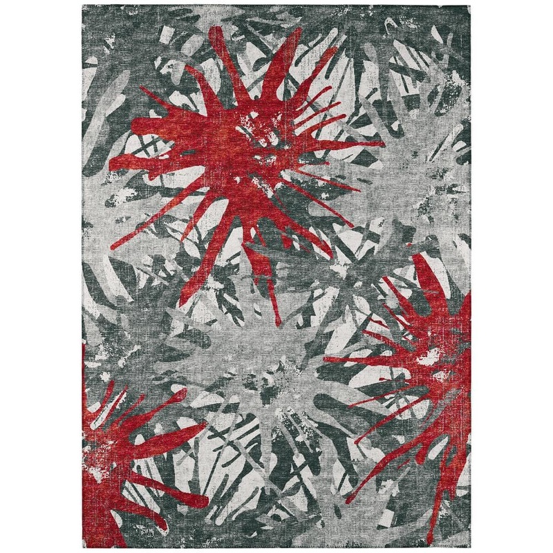 Addison Rugs Bravado Red 8 ft. x 10 ft. Geometric Indoor/Outdoor Washable Area Rug ABV36RE8X10