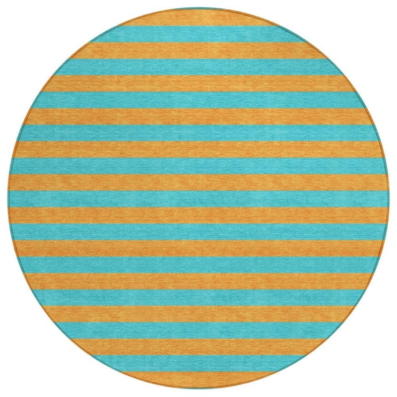 Addison Rugs Chantille ACN530 Aqua 8 ft. x 8 ft. Round Machine Washable Indoor/Outdoor Geometric Area Rug ACN530AQ8RO