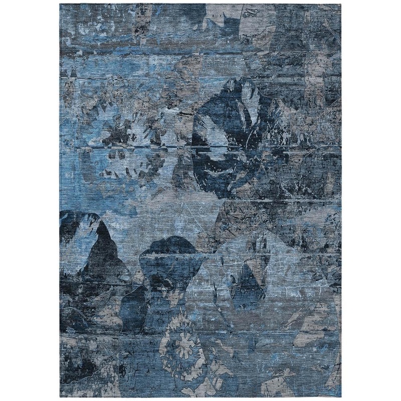 Addison Rugs Chantille ACN555 Denim 8 ft. x 10 ft. Machine Washable Indoor/Outdoor Geometric Area Rug ACN555DN8X10