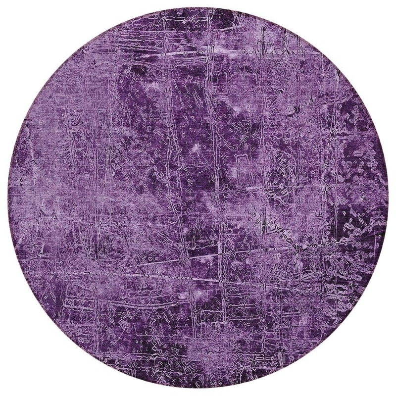 Addison Rugs Chantille ACN559 Purple 8 ft. x 8 ft. Round Machine Washable Indoor/Outdoor Geometric Area Rug ACN559PP8RO