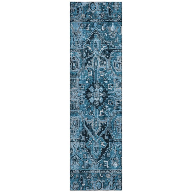 Addison Rugs Chantille ACN570 Blue 2 ft. 3 in. x 7 ft. 6 in. Machine Washable Indoor/Outdoor Geometric Runner Rug ACN570BU2X8