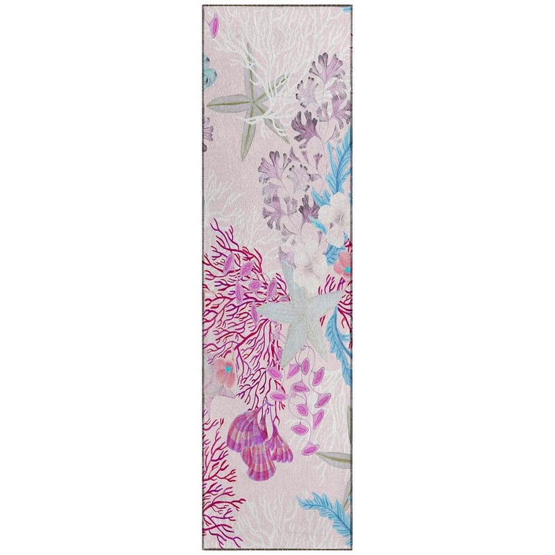 Addison Rugs Surfside 2 ft. 3 in. x 7 ft. 6 in. Pink Geometric Indoor/Outdoor Area Rug ASR31RA2X8