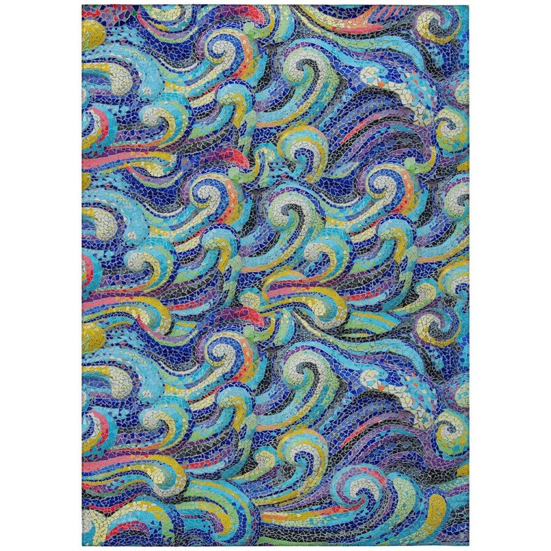 Addison Rugs Surfside Blue 3 ft. x 5 ft. Geometric Indoor/Outdoor Area Rug ASR44OC3X5