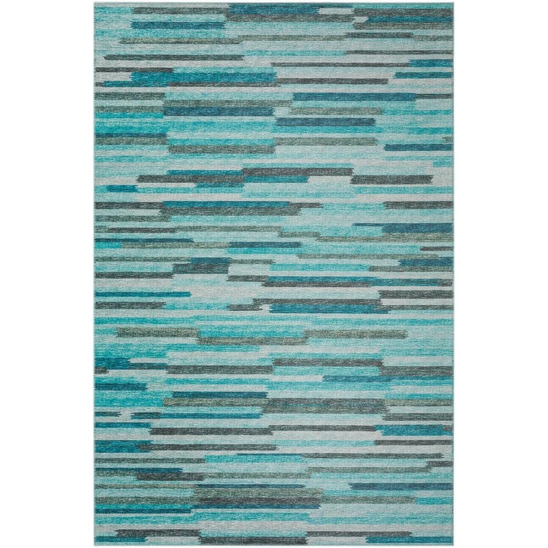 Addison Rugs Yuma Blue 9 ft. x 12 ft. Geometric Indoor/Outdoor Washable Area Rug AYU38TU9X12