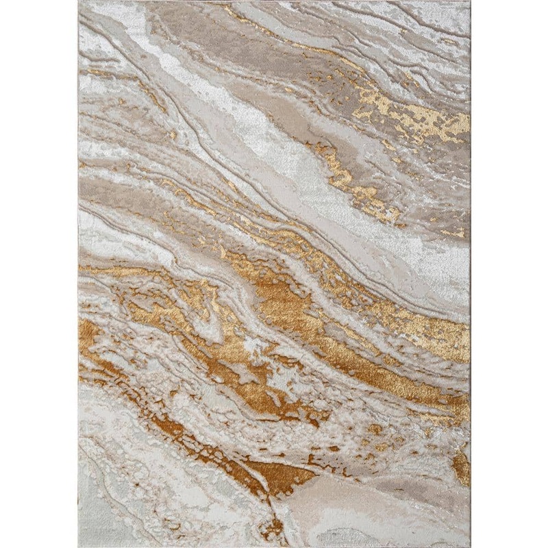 Amazing Rugs Adi 9′ x 12′ Gold/White Abstract Area Rug ADIBG0224-912