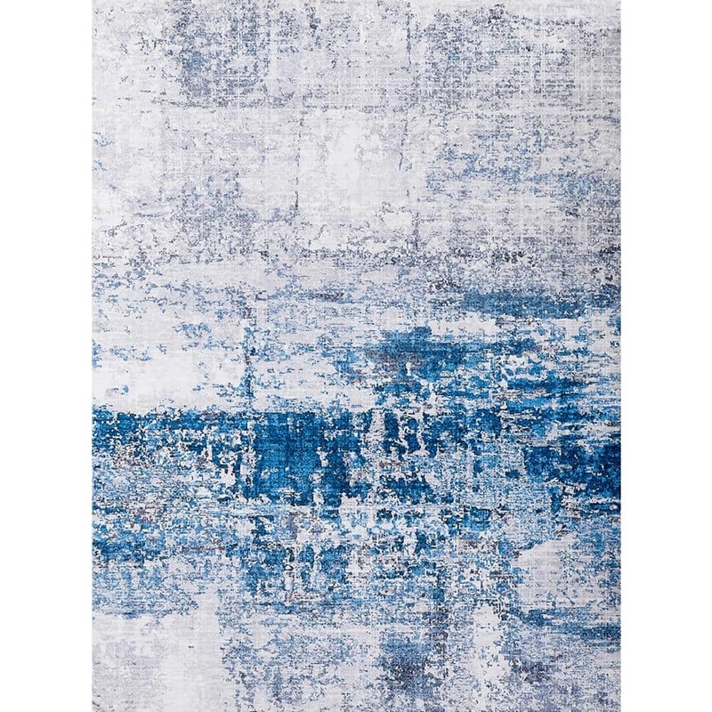 Amazing Rugs Zara Contemporary Gray/Turquoise 2 ft. x 3 ft. Washable Super Soft with Abstract Design Area Rug ZP1027-23
